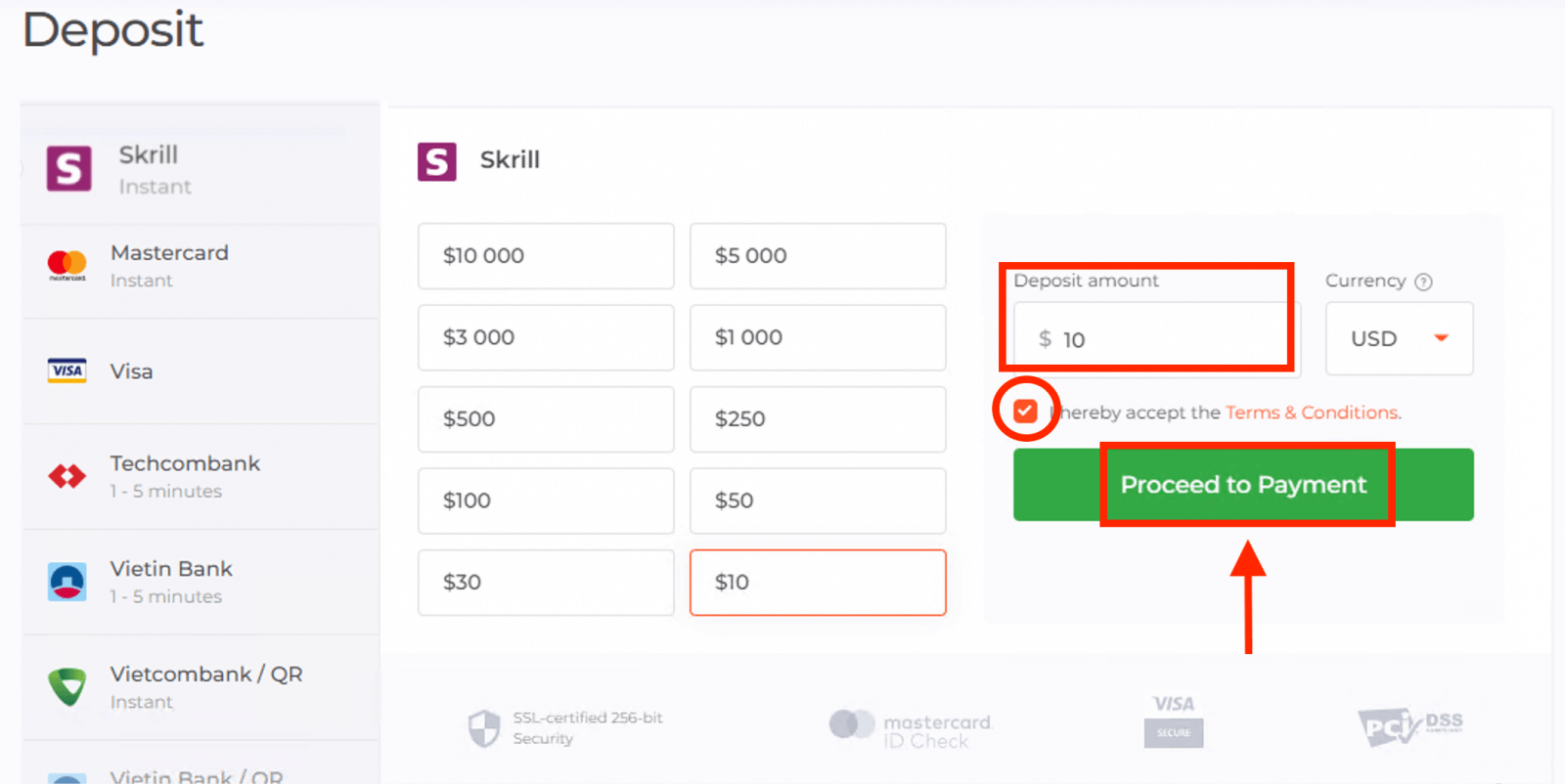 Nạp tiền IQ Option qua Skrill: Các bước, giới hạn & thời gian xử lý